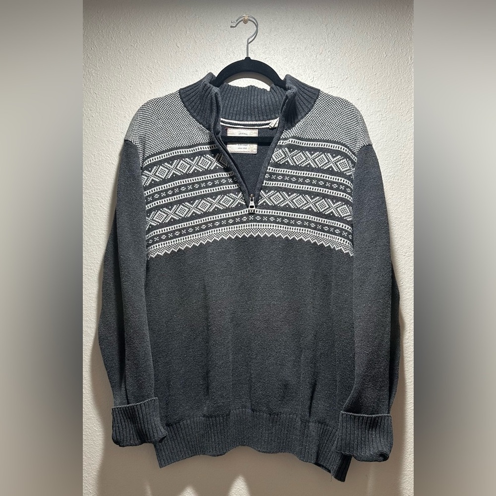 Weatherproof Vintage Men's 1/4 Zip Pullover Sweater, gray, size large.